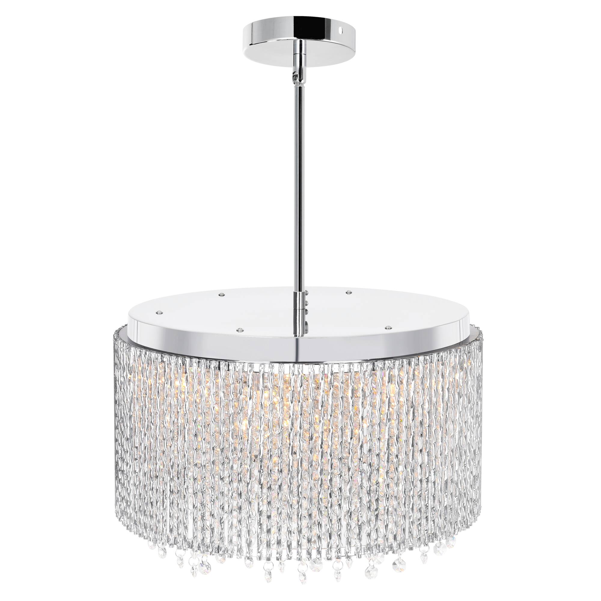 Left. CWI Lighting - Claire 10 Light Drum Shade Chandelier With Chrome Finish - Chrome.