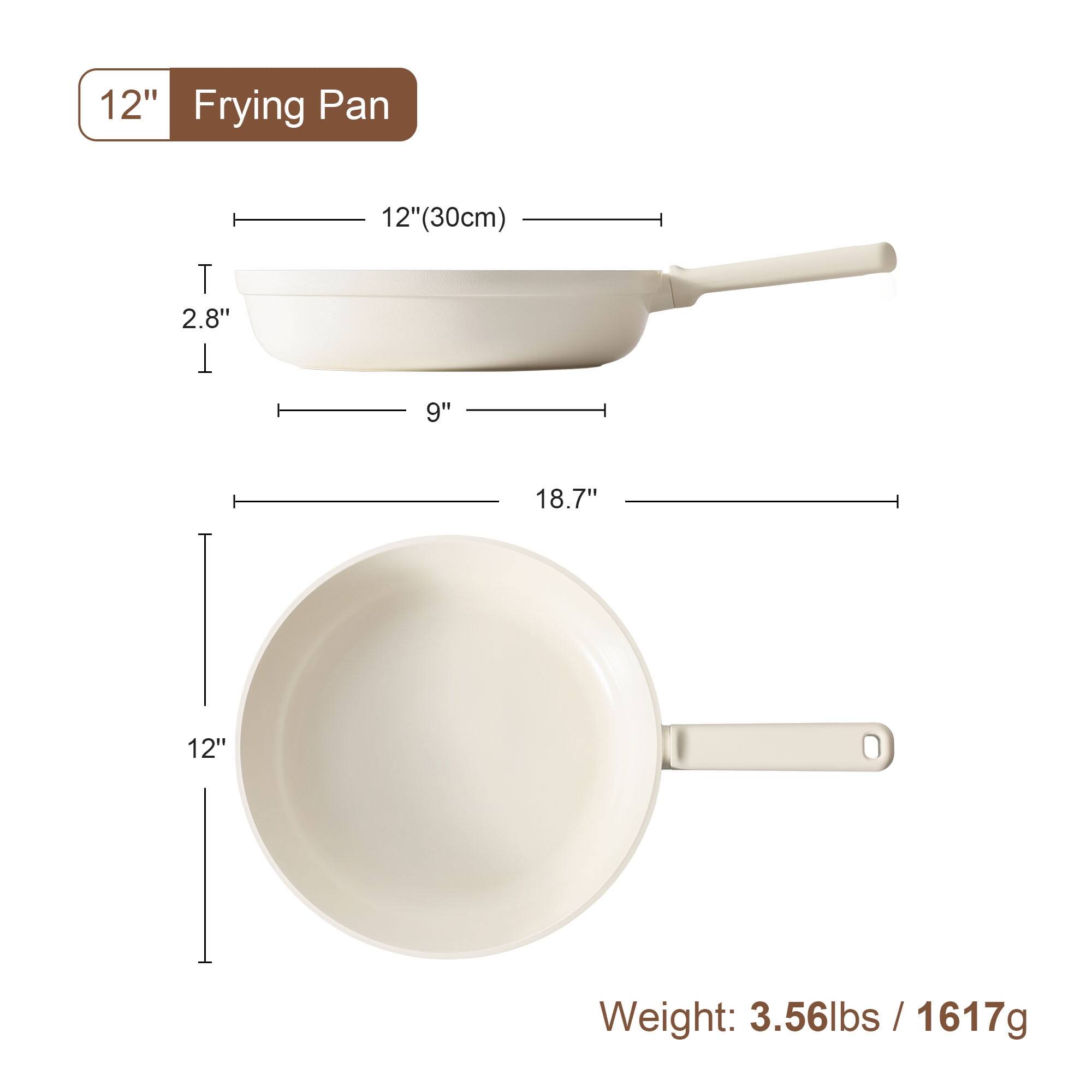 12" Frying Pan

12" (30cm)

Height: 2.8"

Width: 9"

Length: 18.7"

Weight: 3.56lbs / 1617g