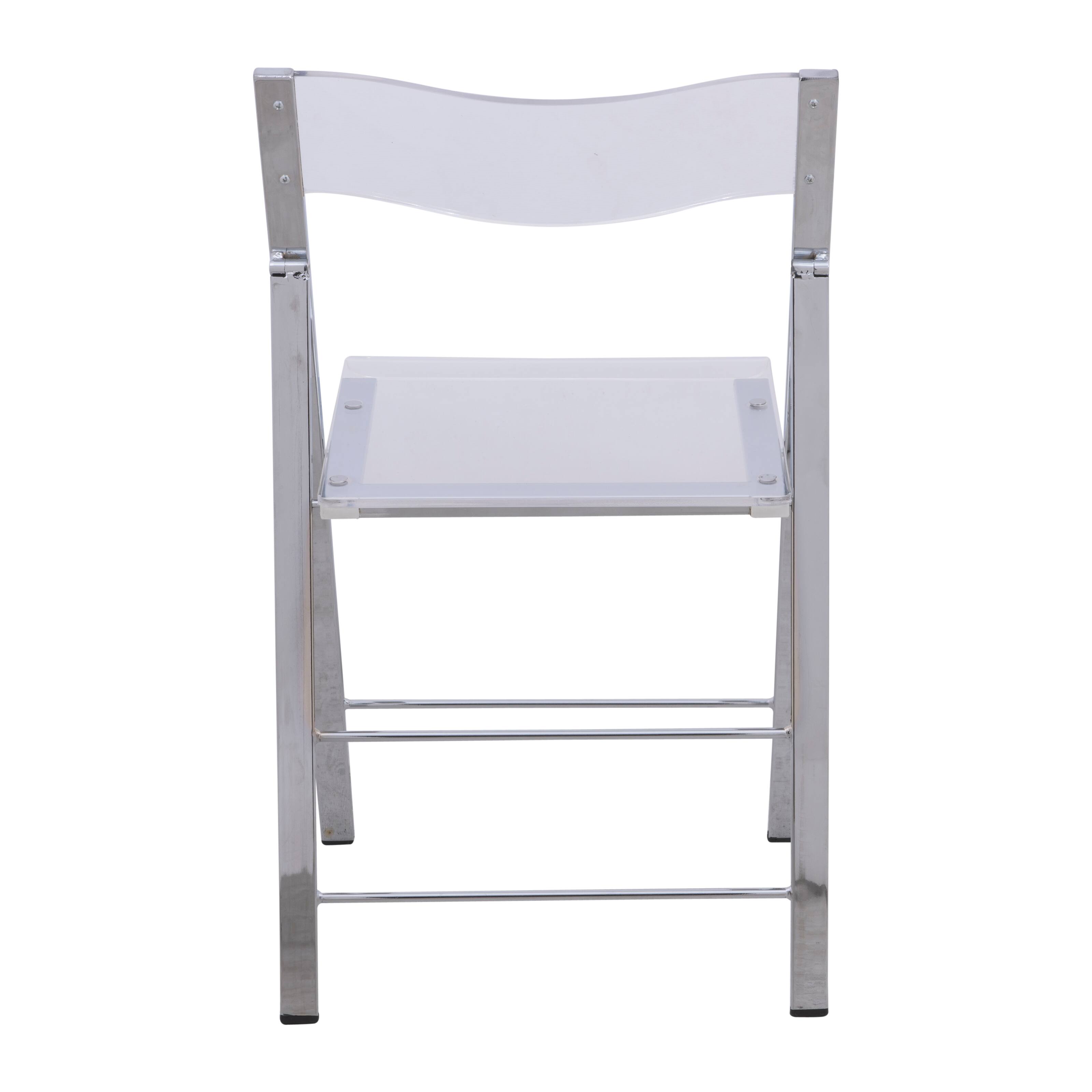 Alt View 1. LeisureMod - Menno 4-PCS Clear Acrylic Folding Accent Chair, Open Back, Powder-Coated Steel Frame - Clear.