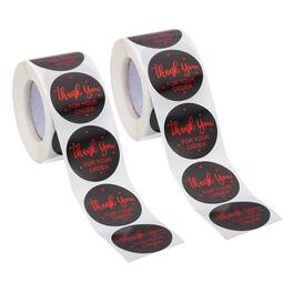 Unique Bargains - 1000pcs Thank You Stickers, 1.5 Inch Round Self-Adhesive Labels Roll for Small Business Sealing Box Envelope - Black/Red