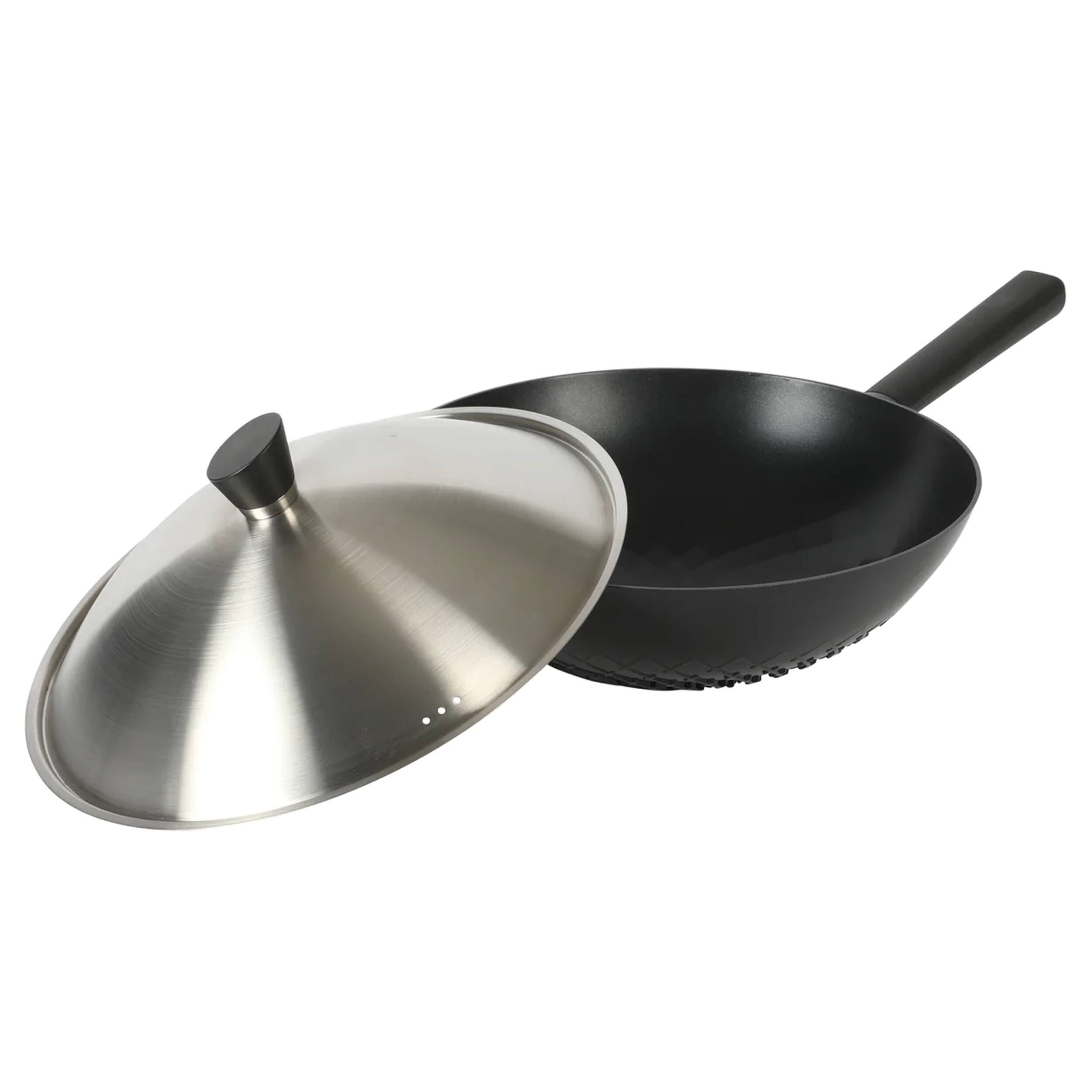 Alt View 1. Kenmore - Kenmore Eugene 13 Inch Nonstick Cast Alumium Wok with Stainless Steel Lid - Black and Silver.