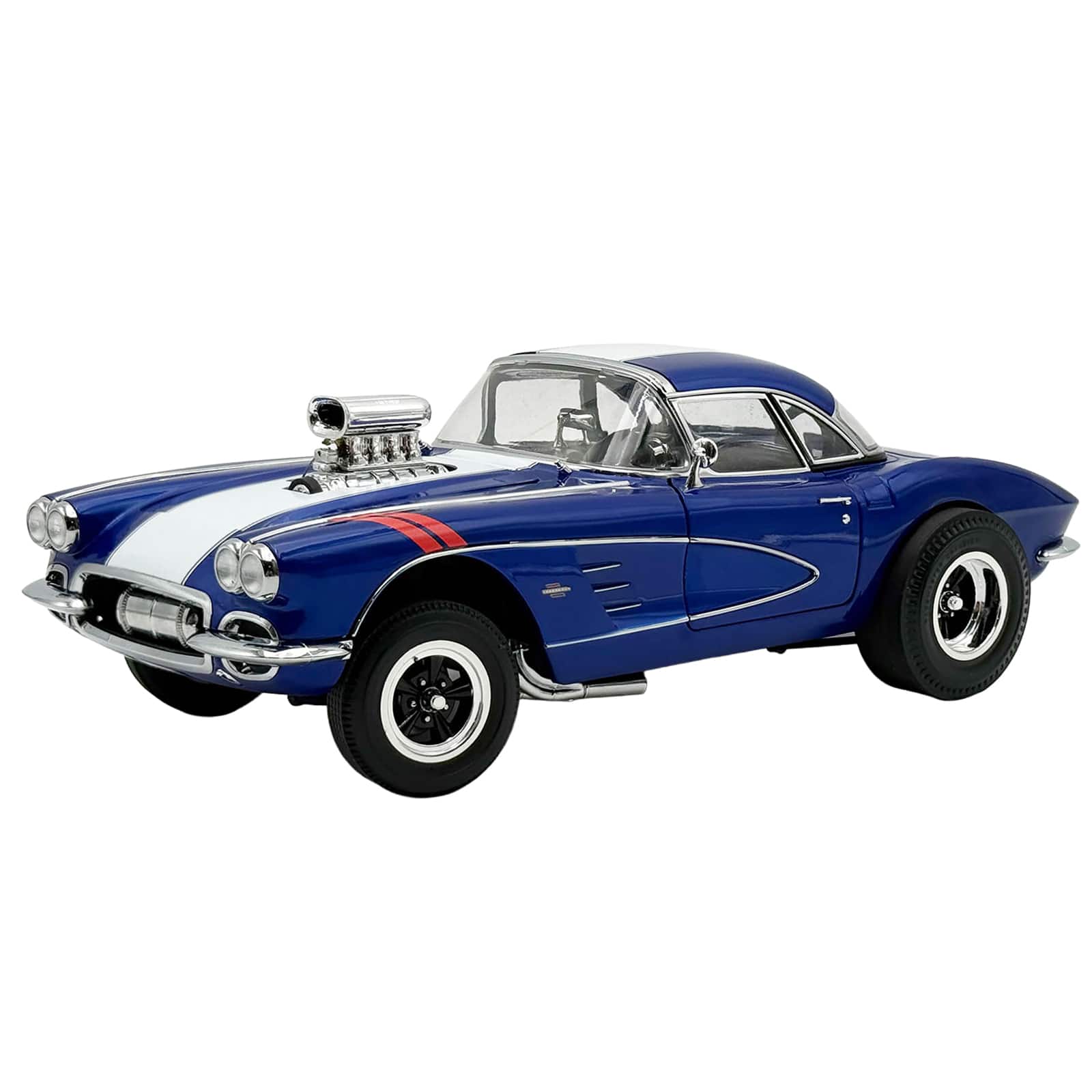 1961 Chevrolet Corvette Grand Sport Gasser Admiral Blue Metallic with White Stripe Ltd Ed 1/18 Diecast Model Car by ACME price history on PriceWatchPro