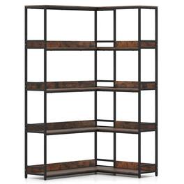 Kadyn - 5-Tier L-Shaped Corner Bookshelf - Etagere with Metal Frame, Rustic - Brown