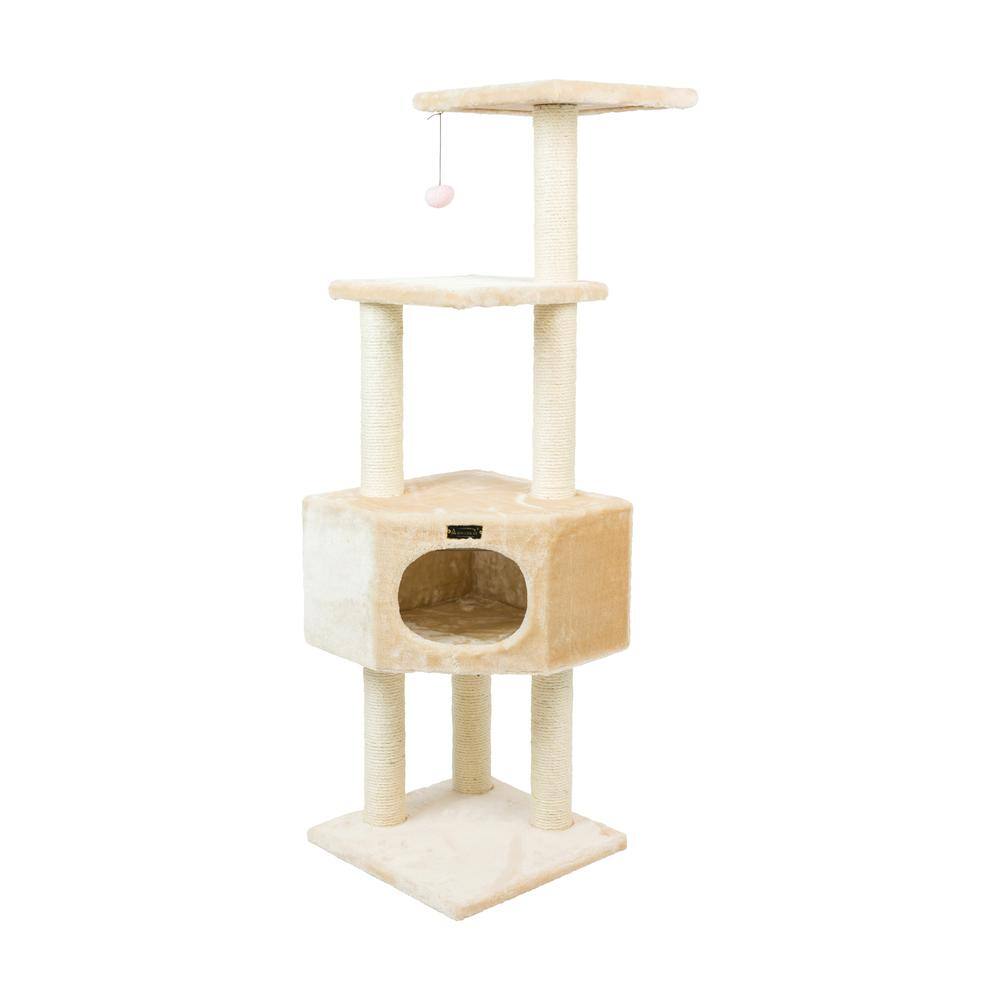 Alt View 5. Armarkat - 3 Tier Real Wood Cat Tree Scratch Furniture Beige - Beige.