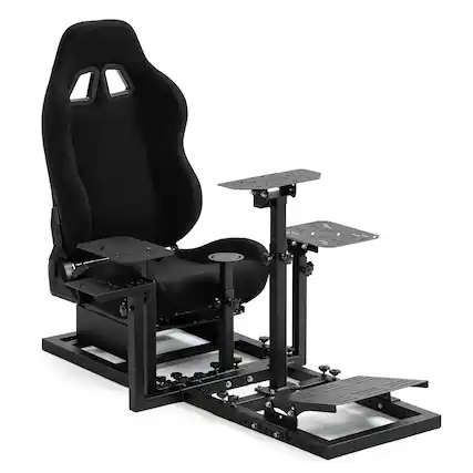 Front. Dardoo - Dardoo Flight Simulator Cockpit with Black Seat Fit for Thrustmaster Hotas Warthog, for Honeycomb Alpha Bravo - Black.