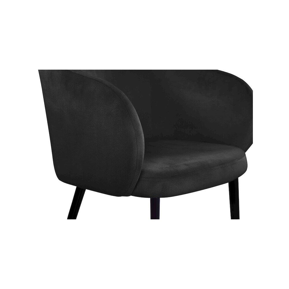 Alt View 4. Meridian Furniture - Louise Black Velvet Dining Chair - Black.