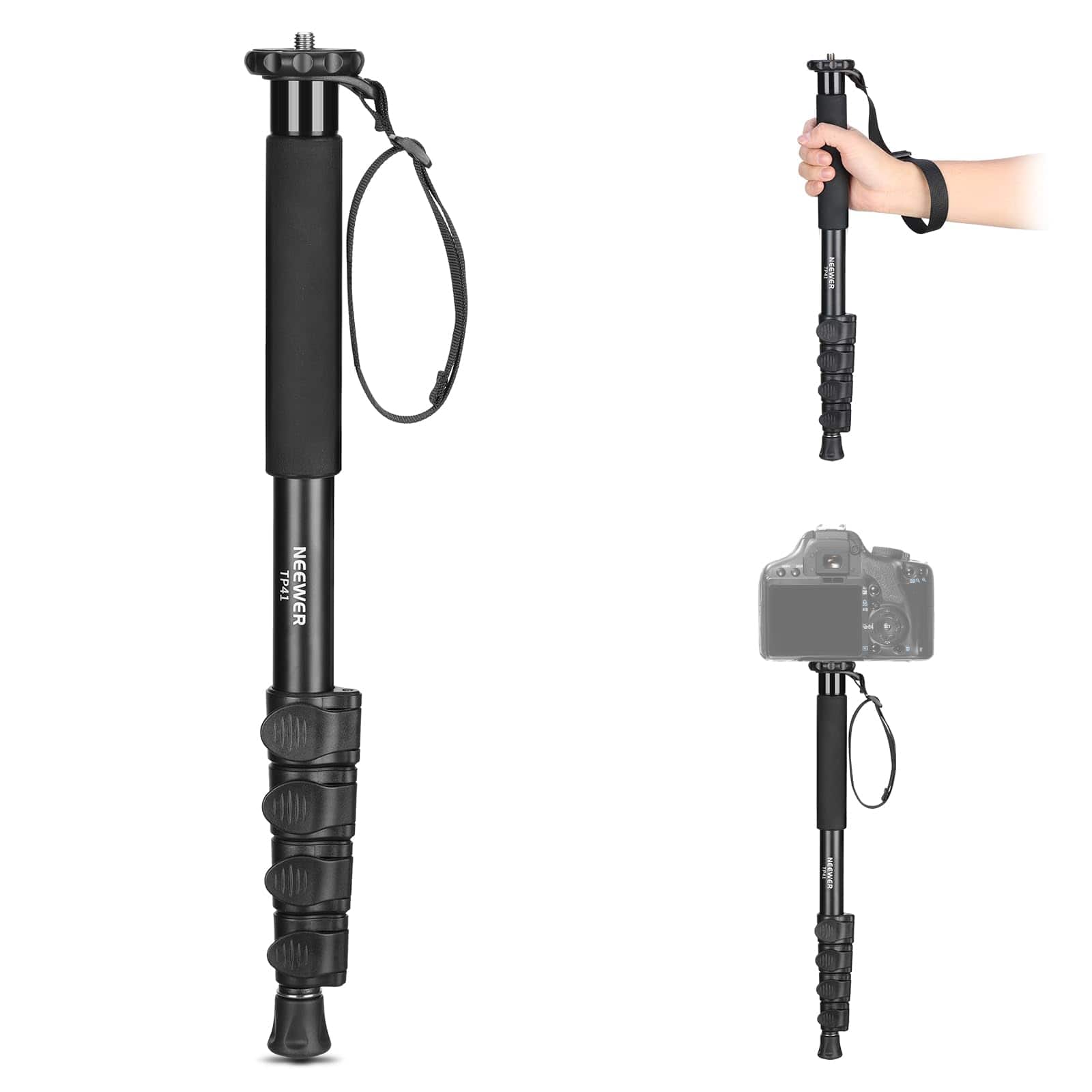 Neewer - 61" Camera Monopod, Aluminum Alloy Travel Stand with 1/4" & 3/8" Screw for DSLR/Camcorder, 17.6lb Load