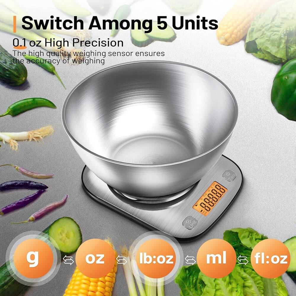 Switch Among 5 Units

0.1 oz High Precision

The high quality weighing sensor ensures the accuracy of weighing

g oz lb:oz ml fl:oz
