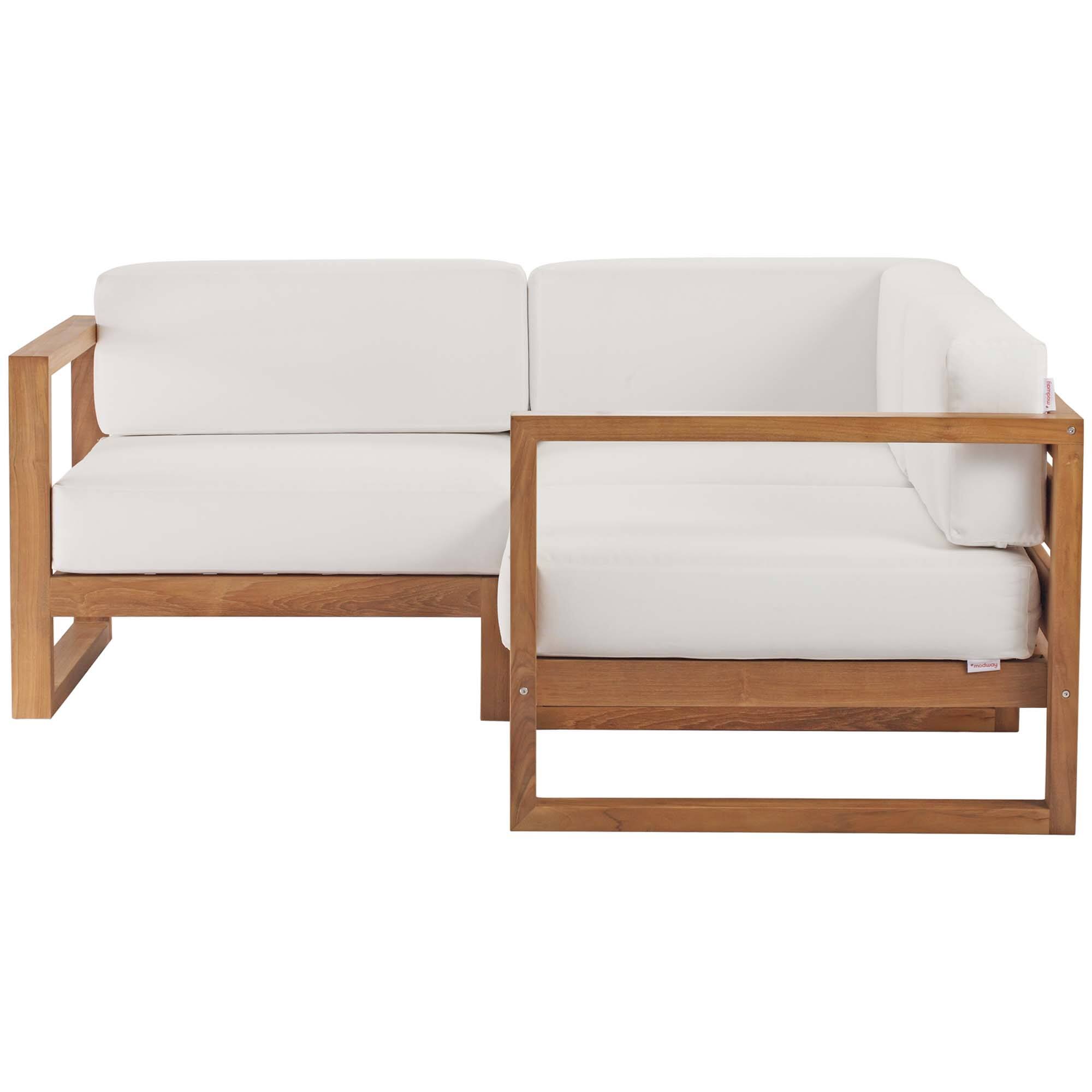 Alt View 10. Modway - Upland 3-Piece Outdoor Patio Teak Wood Sectional Sofa Set by Modway - Natural White.