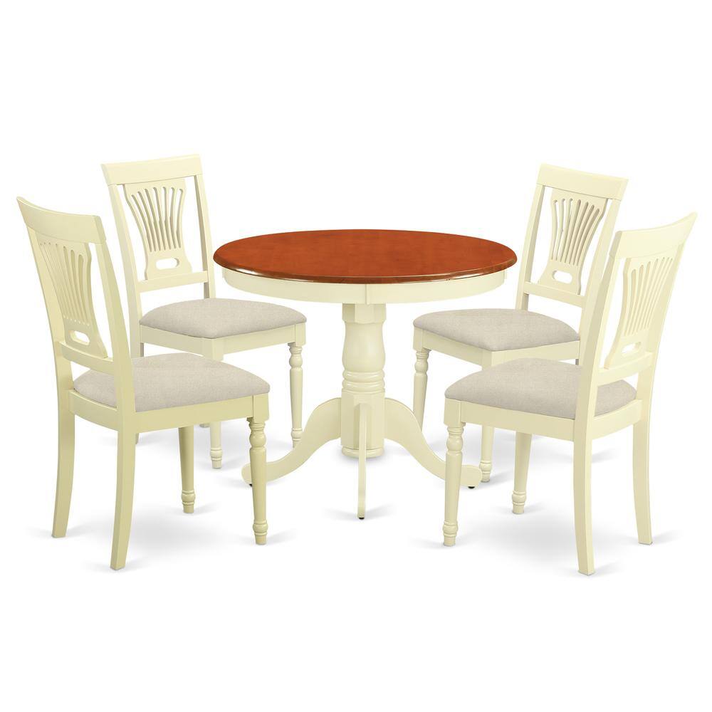 Back. East West Furniture - ANPL5-WHI-C 5 Pc Kitchen Table set-small Kitchen Table and 4 Chairs for Dining room - Buttermilk & Cherry.