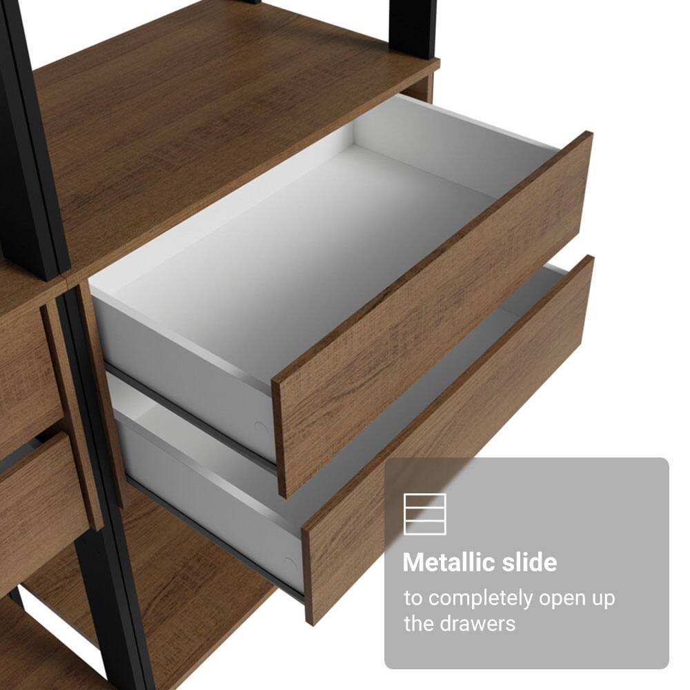 Metallic slide to completely open up the drawers