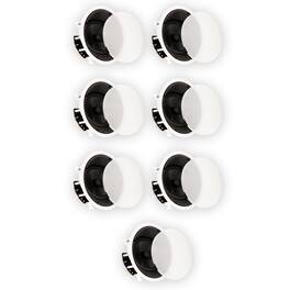 Theater Solutions by Goldwood - TSS8A Flush Mount Angled Deluxe In Ceiling Speakers with 8" Woofers 7 Speaker Set - Paintable White