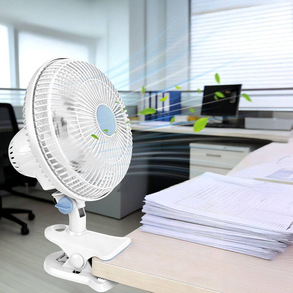Alt View 4. Loheer - Loheer 2-Speed Oscillating Clip On Fan Quiet Desk Clamp Fan for Office Bedroom Wall Hanging Small Cooling Fan Plug In.