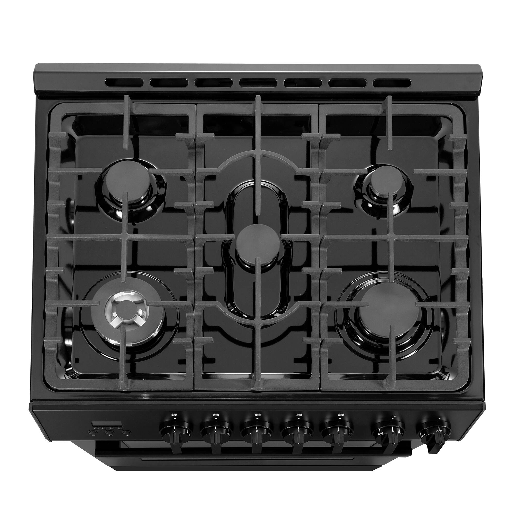 Alt View 2. COSMO - COS-305AGC-BK 30 in. Nebula Collection 5.0 cu. ft. Gas Range, 5 Burners, Rapid Convection Oven, Cast Iron Grates - Matte Black.