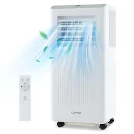 Costway - 8000BTU Portable Air Conditioner Cools up to 250 sq.ft 3-in-1 Freestanding Air Cooler with Dehumidifier 5000 BTU - White