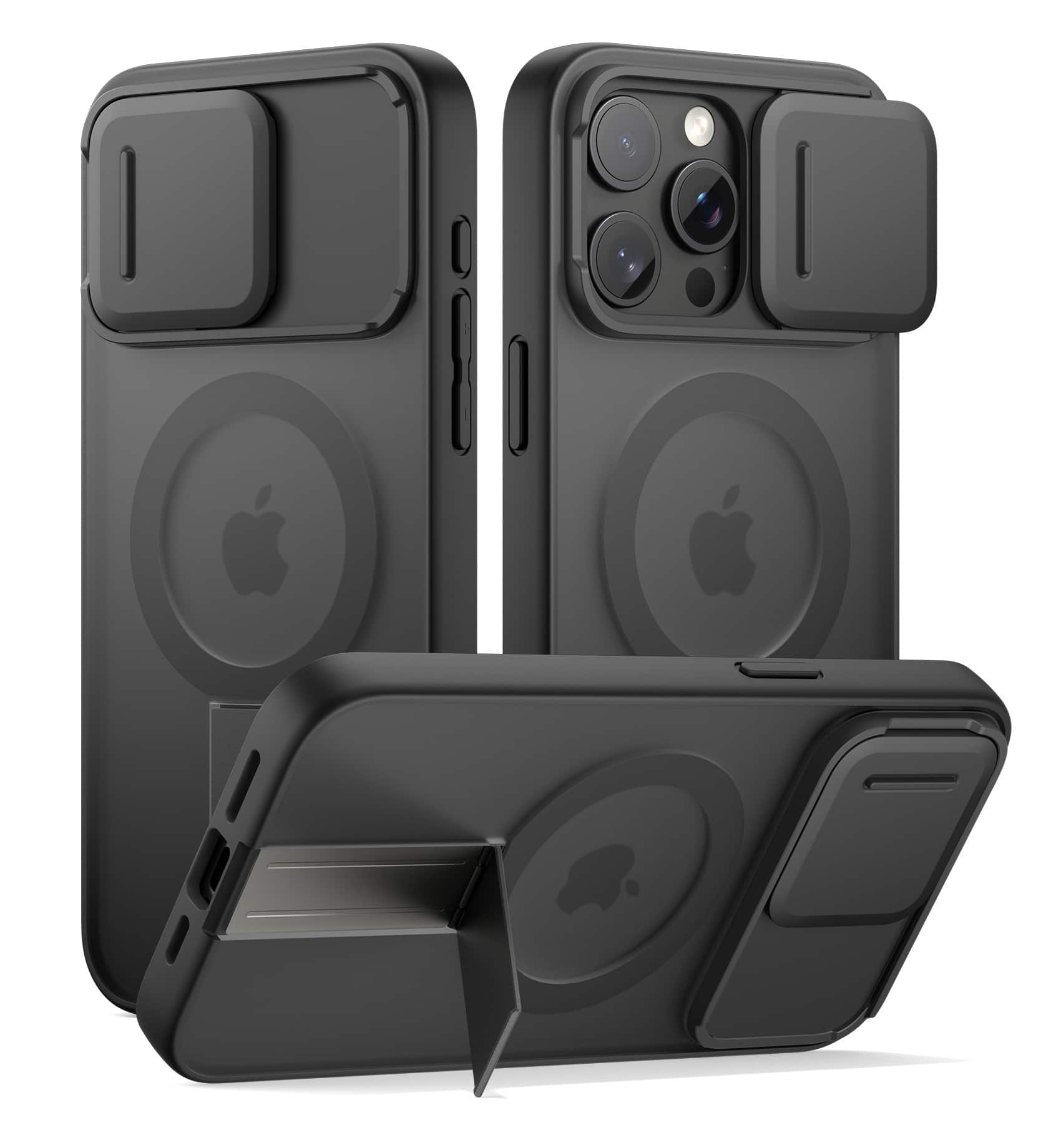 SURITCH - Rugged Case for iPhone 15 Pro, Compatible with MagSafe, Built-in Kickstand & Camera Cover & Translucent Back 6.1 inch - Aurora Black price history on PriceWatchPro