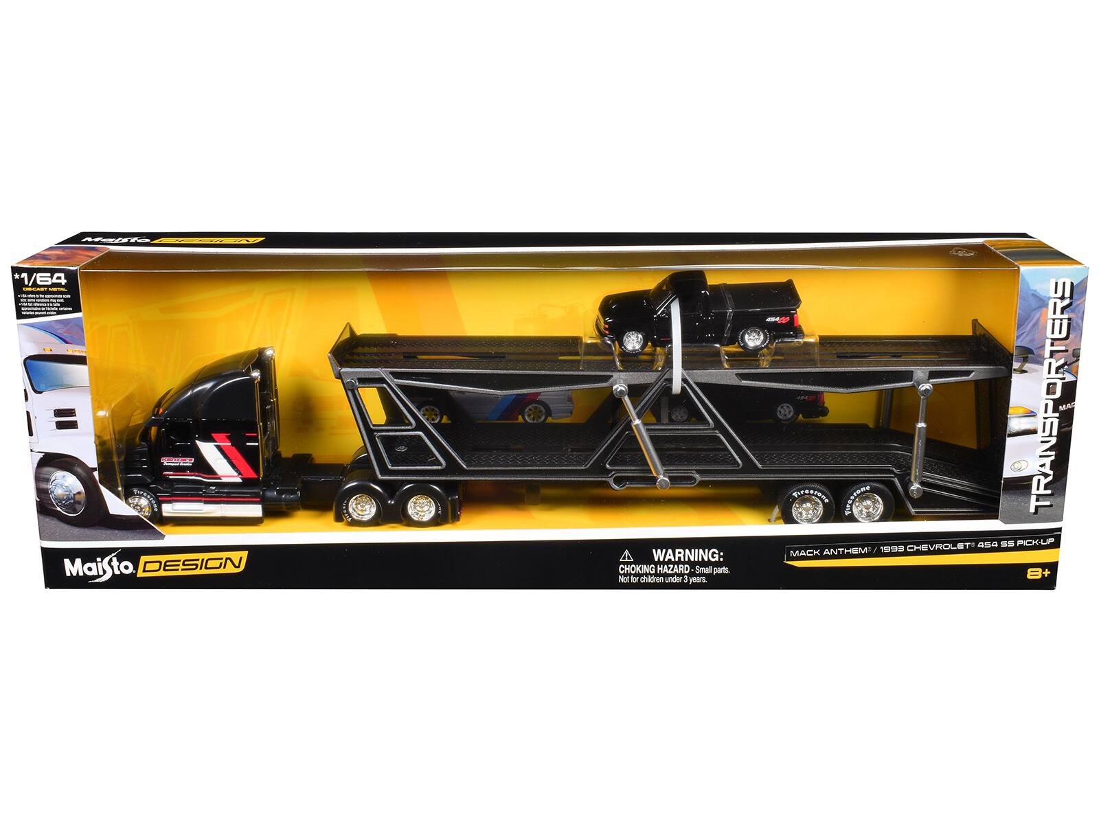Mes A 1/64 - - I 1 - - I I - I I I i I - i - : .C Maisto. to DESIGN WARNING: CHOKING HAZARD Small parts Not for children under 3 years. TRANSPORTERS MAC G4 PCK-UP ANTHEM J 1998 CHEVROLET MACK B+