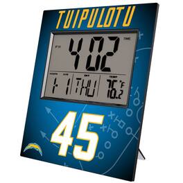 Keyscaper - Tuli Tuipulotu Los Angeles Chargers Digital Desk & Wall Clock - Multicolor