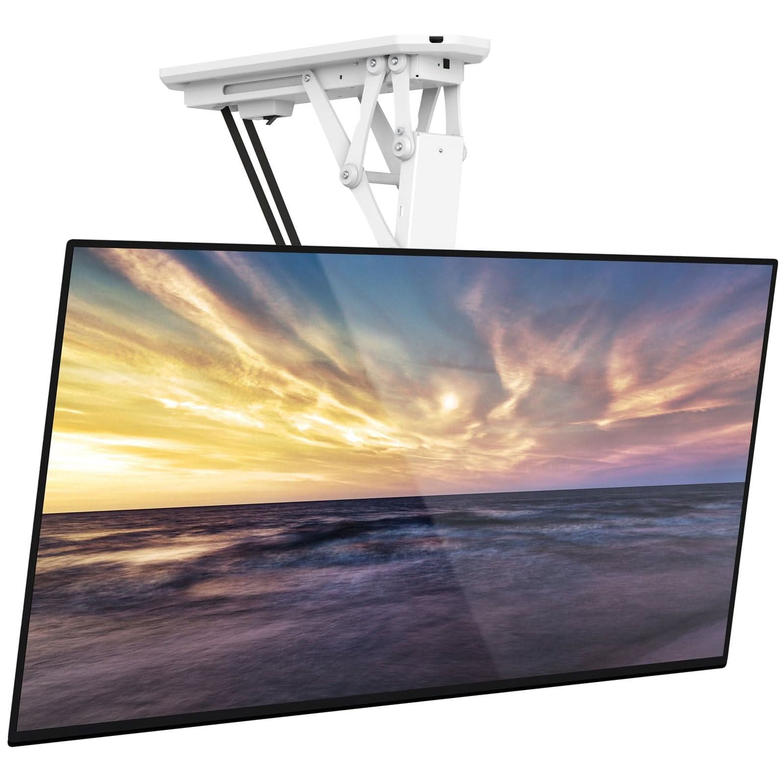 Angle. Mount-It! - Motorized Ceiling TV Mount with Remote & App for 32” – 70” TVs, White - White.