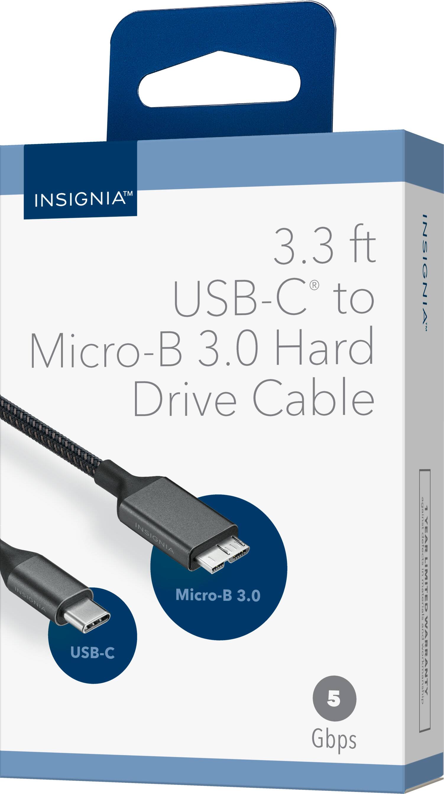 INSIGNIA™  
3.3 ft USB-C® to Micro-B 3.0 Hard Drive Cable  
Micro-B 3.0  
USB-C  
5 Gbps