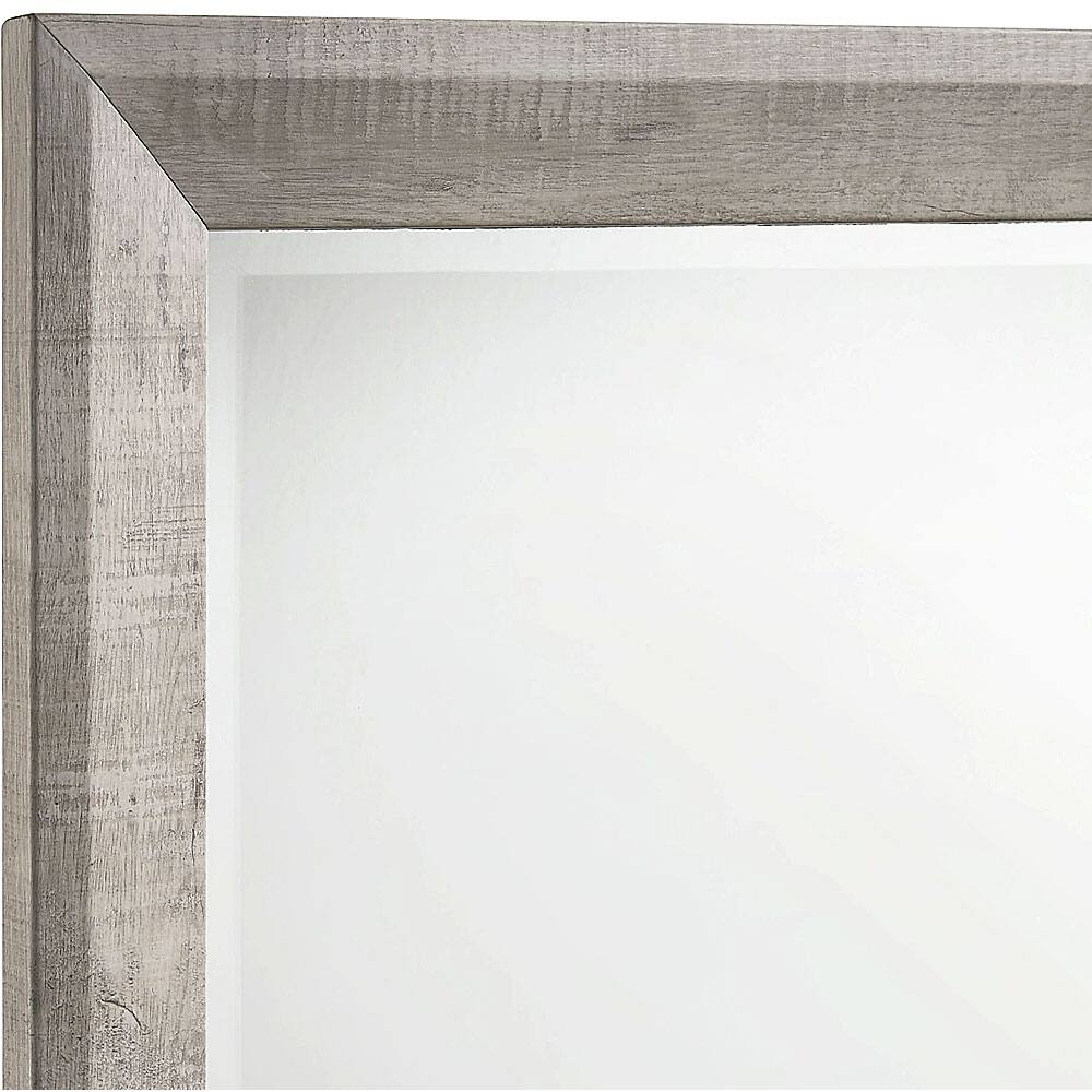 Angle. Elements - Eleanor Mirror in Distressed - White - Distressed white wood finish.