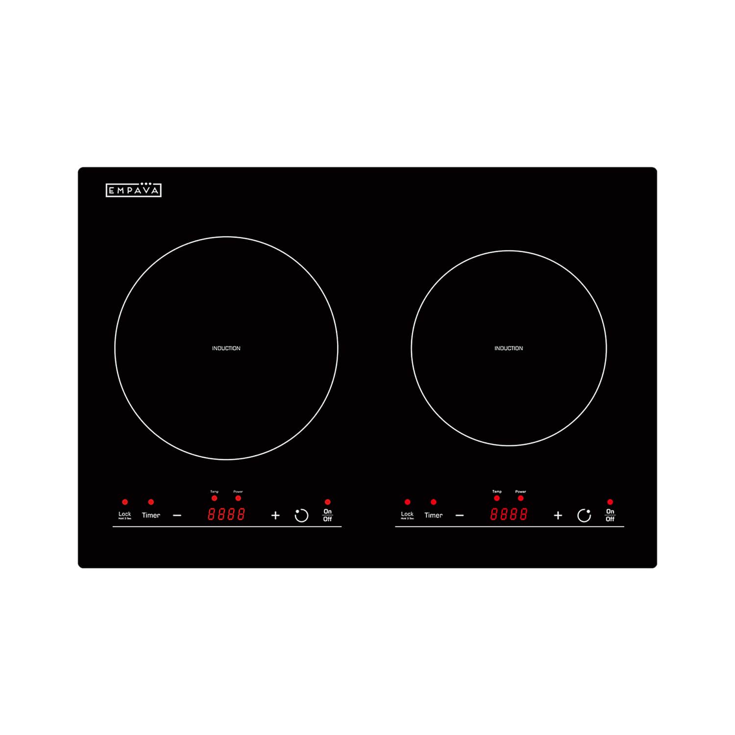 Empava - 12 in. Electric Stove Induction Cooktop Horizontal with 2 Burners - Black