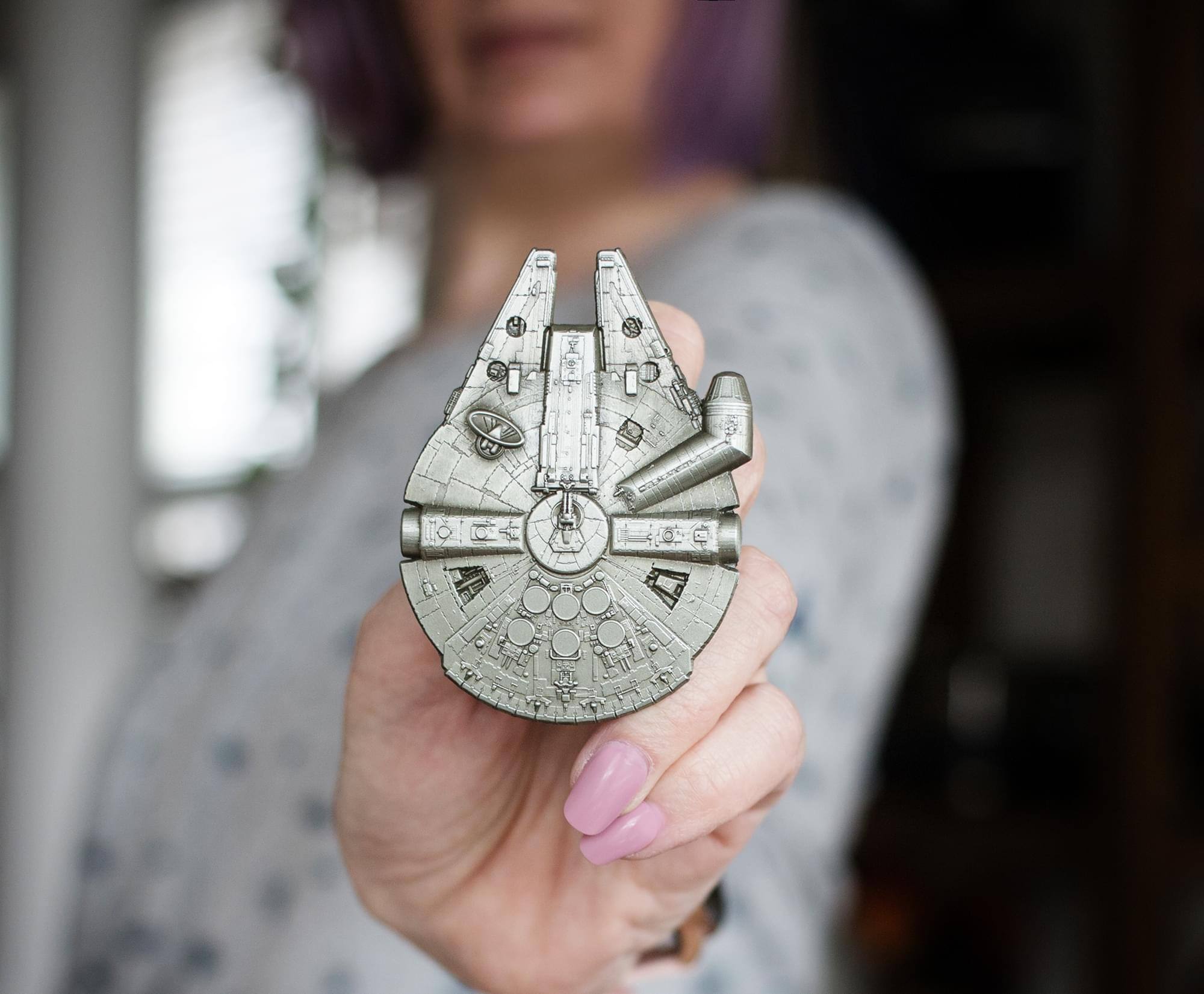 Alt View 4. SalesOne LLC - Star Wars Millennium Falcon Collector Metal Pin | 3 x 2 Inches | Toynk Exclusive - Silver.