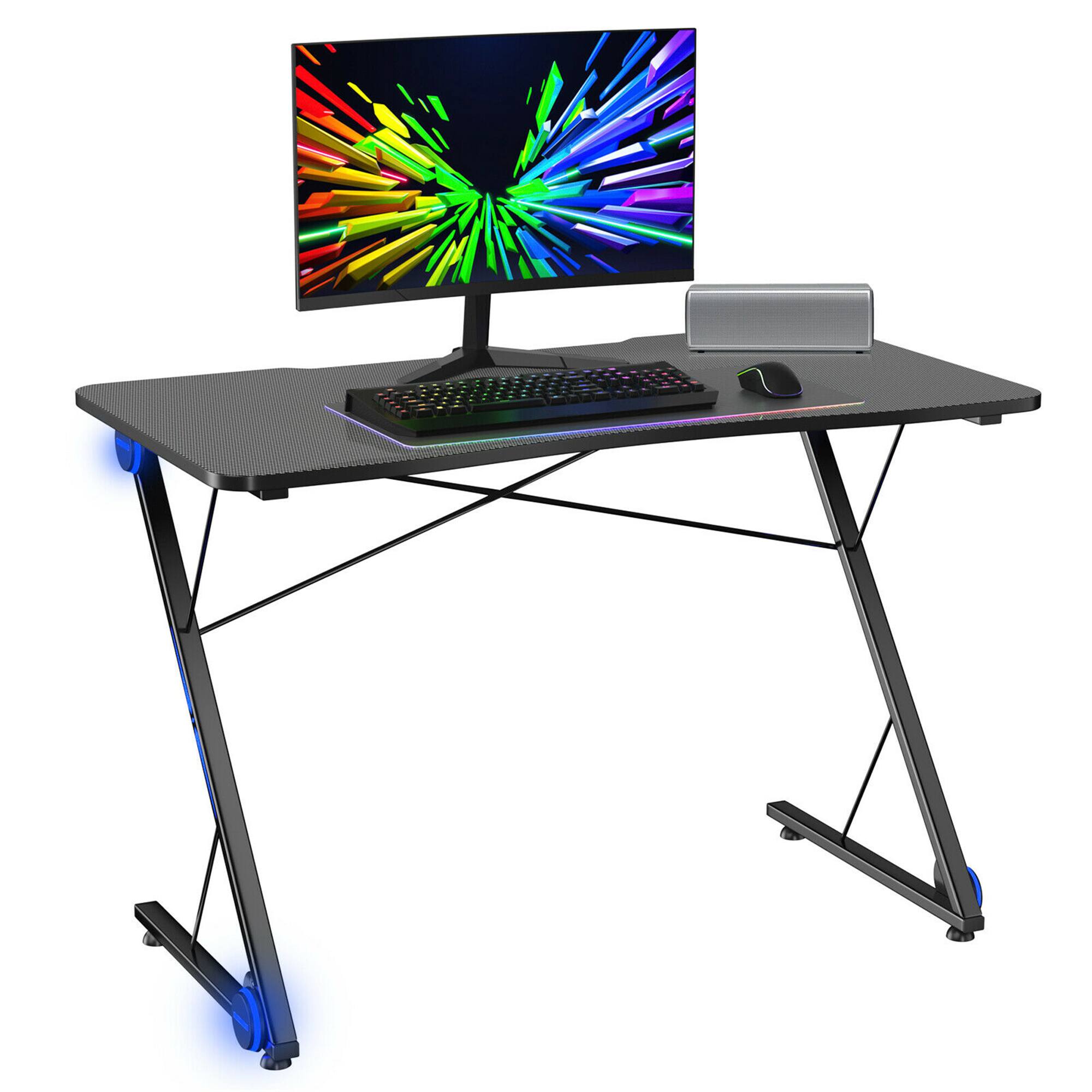 Alt View 17. Costway - Z-Shaped Gaming Desk with LED Lights - 43.5" Wide - Black.
