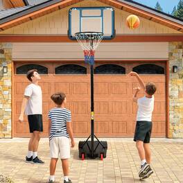 SPOYNAL - Height-Adjustable Basketball Hoop, Portable Backboard Set w/ 2 Wheels, Fillable Base - Blue