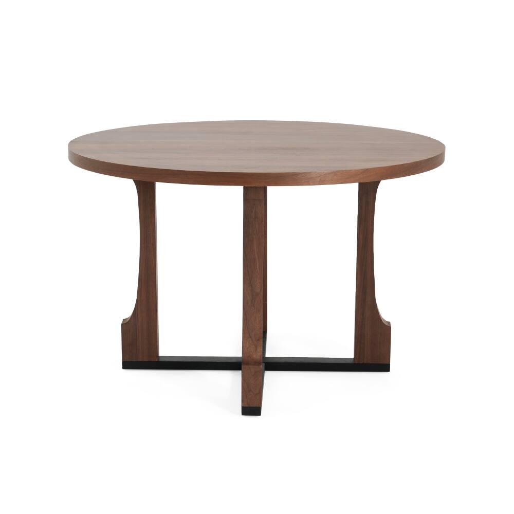 Front. Lirago - Rectangular Farmhouse Dining Table in Classic Brown 30.5"H x 48"W x 48"D - Brown.