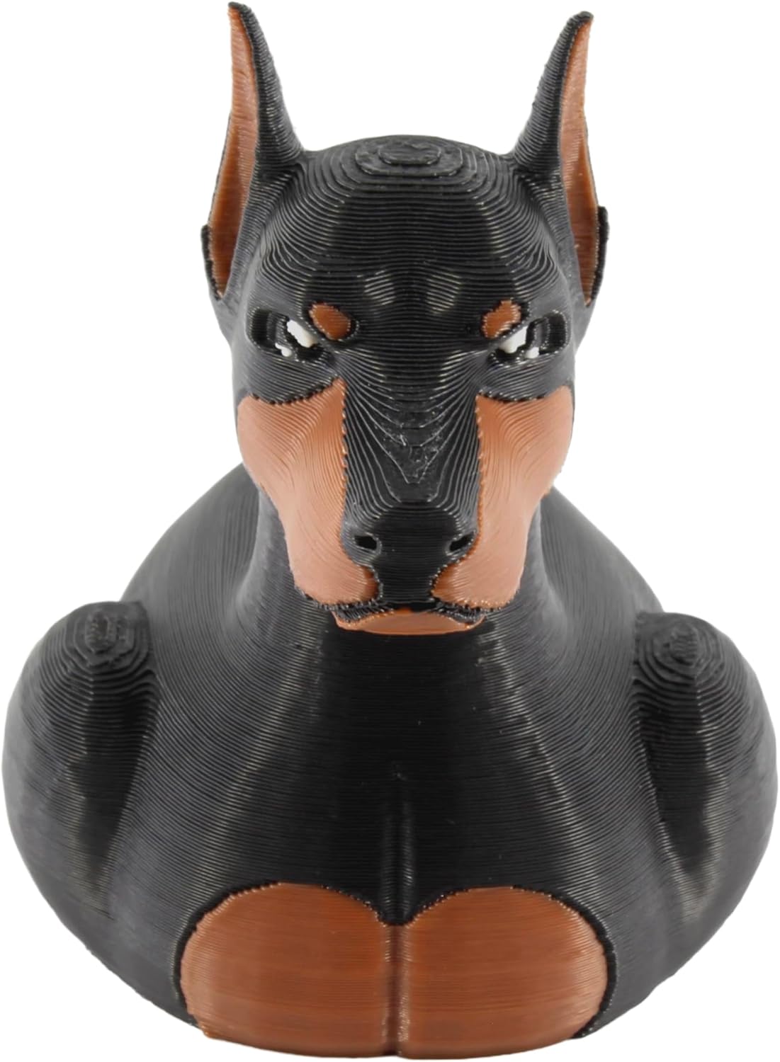 Left. JuzToys - Doberman Duck Figurine, 4x4 Ducking, Fun Car Dashboard Accessory, Unique Dog Figure Gifts, Ducks for Cars by PowerTRC - Black|Brown.