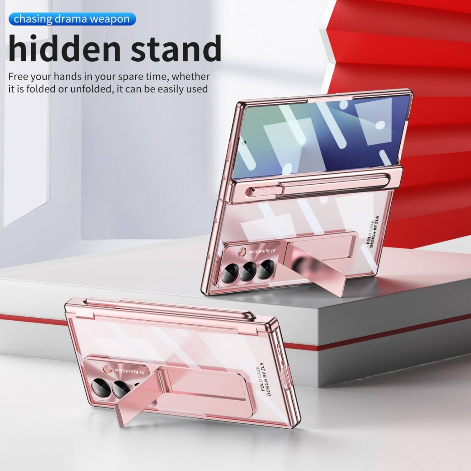 chasing drama weapon  
hidden stand  
Free your hands in your spare time, whether it is folded or unfolded, it can be easily used  

Autofocus AI  
ZLS 10104 DESIGN  
Autofocus AI  
CASE BY ZLS FOLD DESIGN
