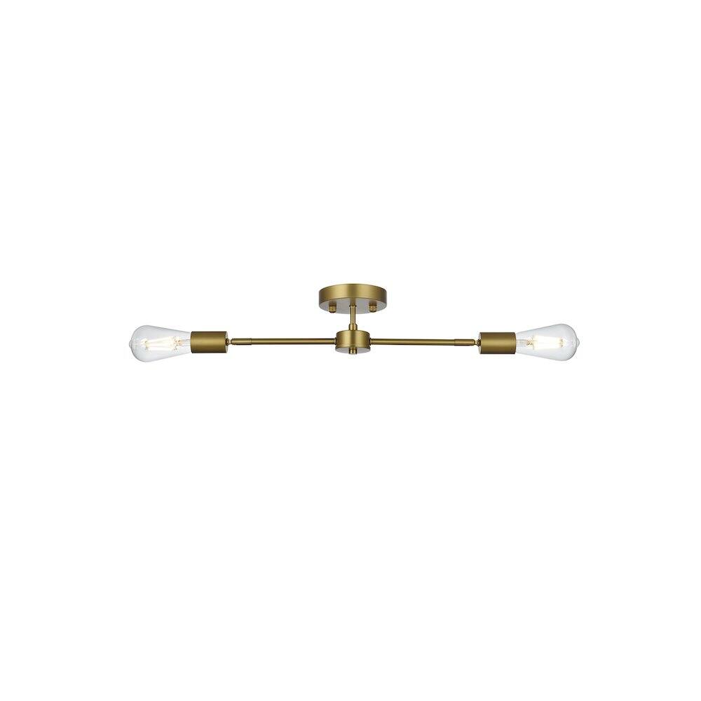 Left. Living District - Zane 21.5 Inch Flush Mount Ceiling Light in Satin Gold - Satin Gold.