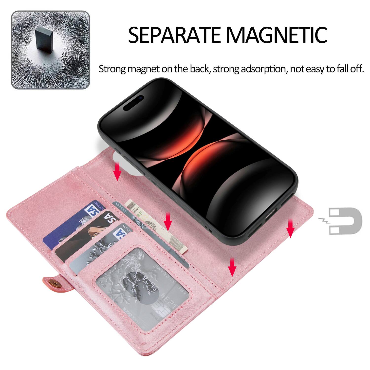 SEPARATE MAGNETIC  
Strong magnet on the back, strong adsorption, not easy to fall off.