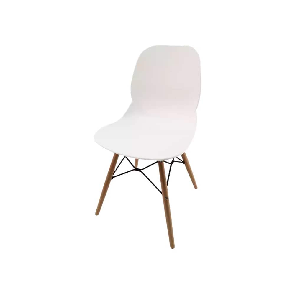 dar Living - Vaarna 4 Legs Plastic Steel Beechwood Chair - White - Larger Front