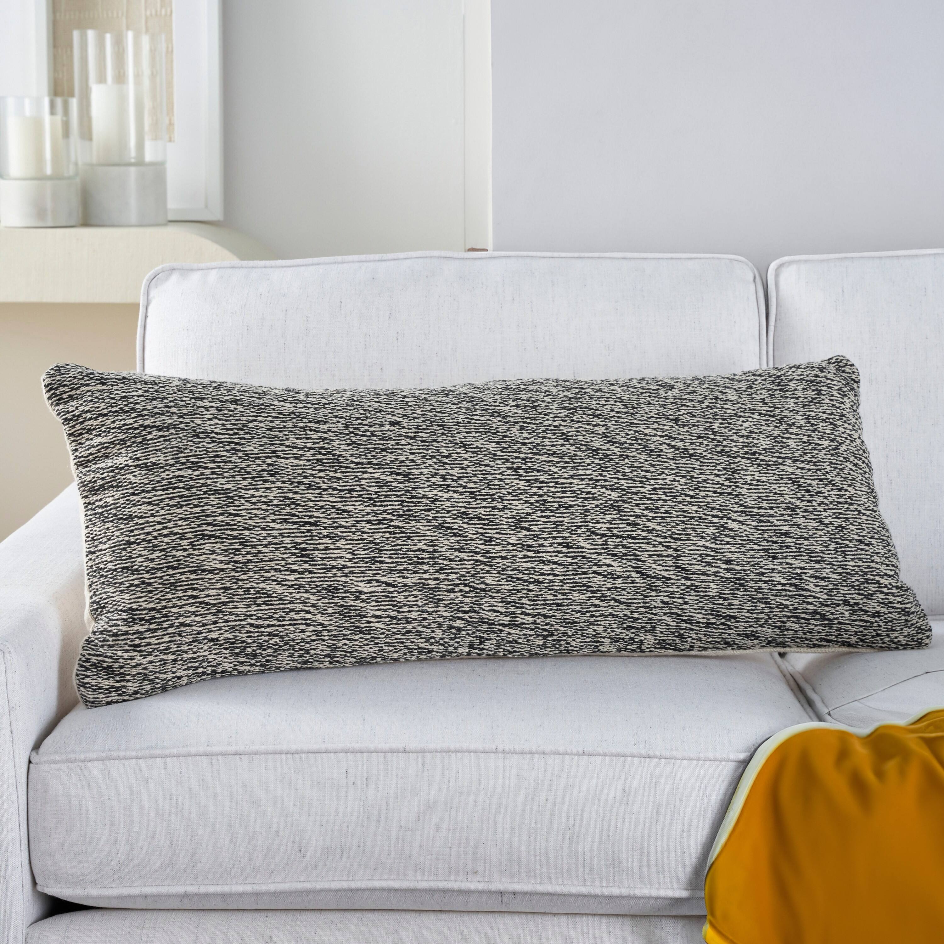 Alt View 2. Manhattan Lane - Ruff Lumbar Accent Throw Pillow, 16x36, Textu  Recycled Fabric - Gray.