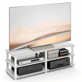 Furinno - TURN-S-TUBE Toolless Assembly TV Stand, 3-Tier Open Frame Design Entertainment Center, TV Console for TV up to 46 Inch - White