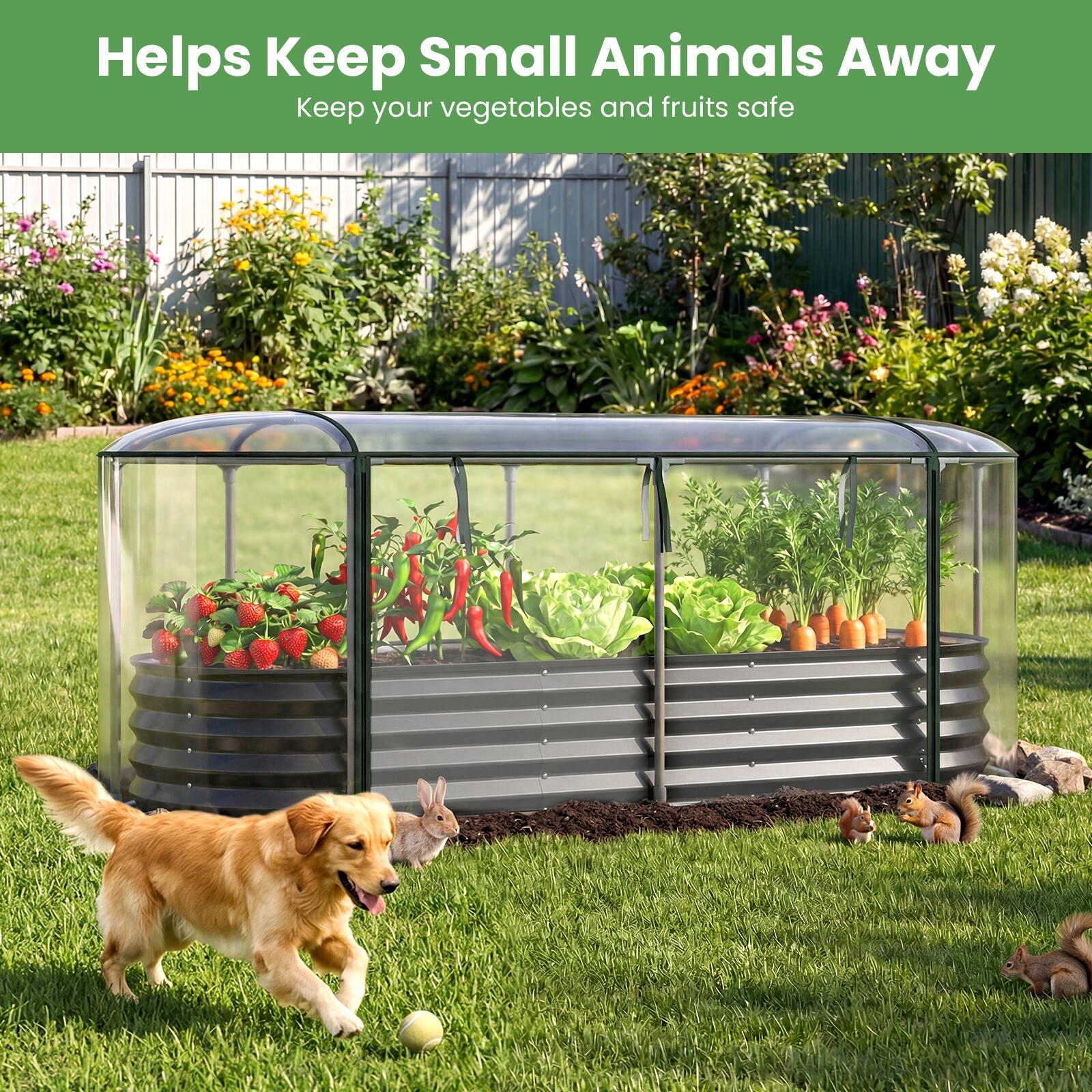 Helps Keep Small Animals Away  
Keep your vegetables and fruits safe