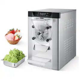 VEVOR - Commercial Hard Ice Cream Machine, 2000W 3.17-5.28 Gal/Hour, Countertop Gelato Hard Serve Ice Cream Maker - Silver