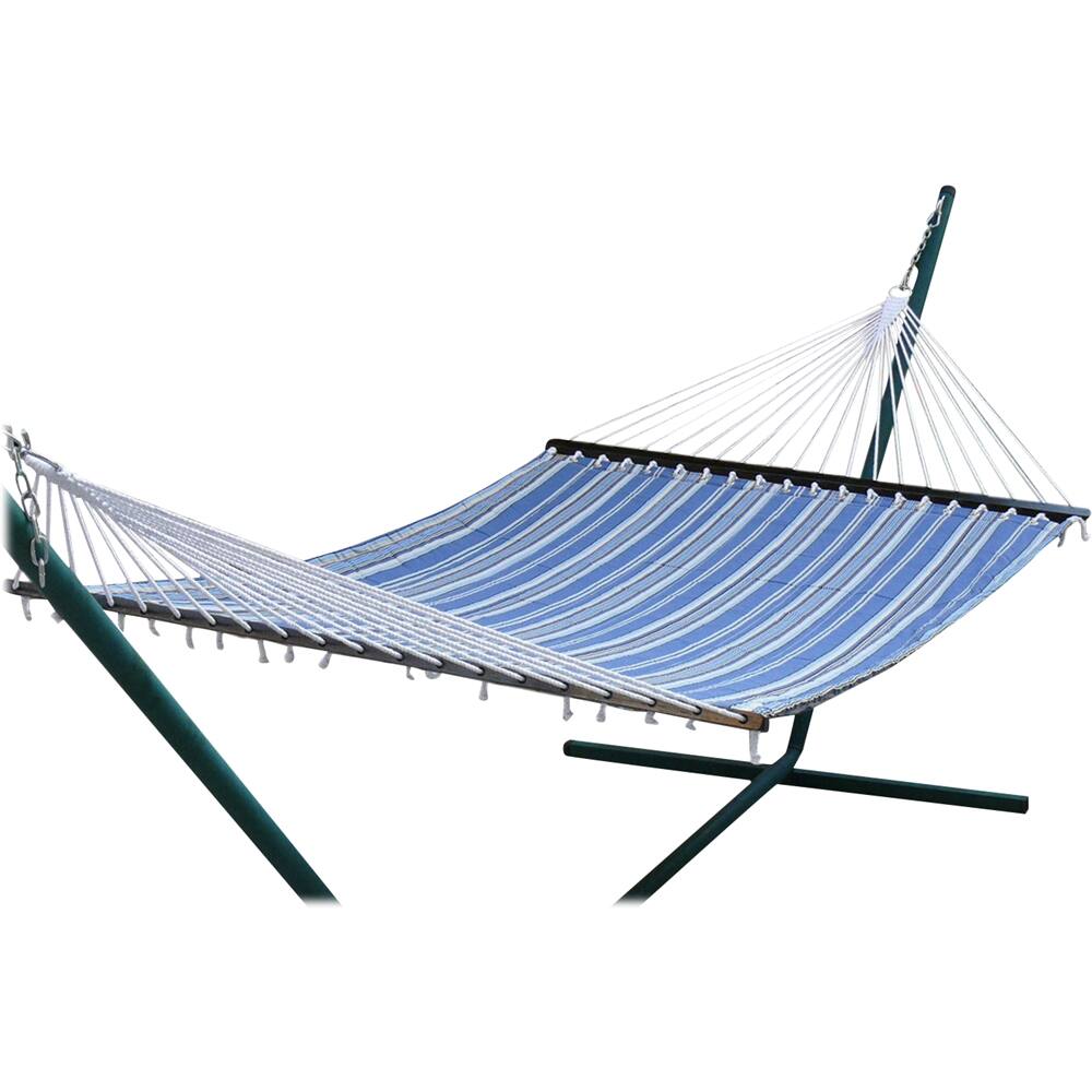 Front. Stansport - Sunset Quilted Oversized Single Cotton Padded Hammock - Blue.