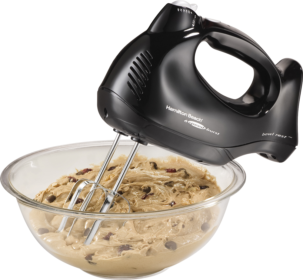 Hamilton Beach 6-Speed Electric Hand Mixer with Snap-On Case, Beaters,  Whisk, Black (62692)
