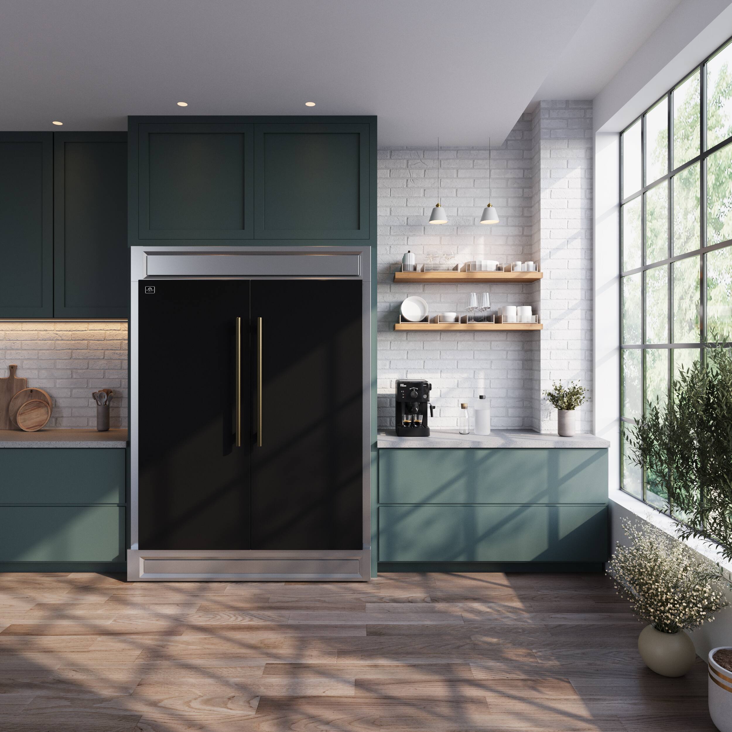 Alt View 16. Forno Appliances - Maderno 27.2 Cu. Ft. Built-In Side-by-Side Convertible Refrigerator/Freezer with Decorative Grill - Black.