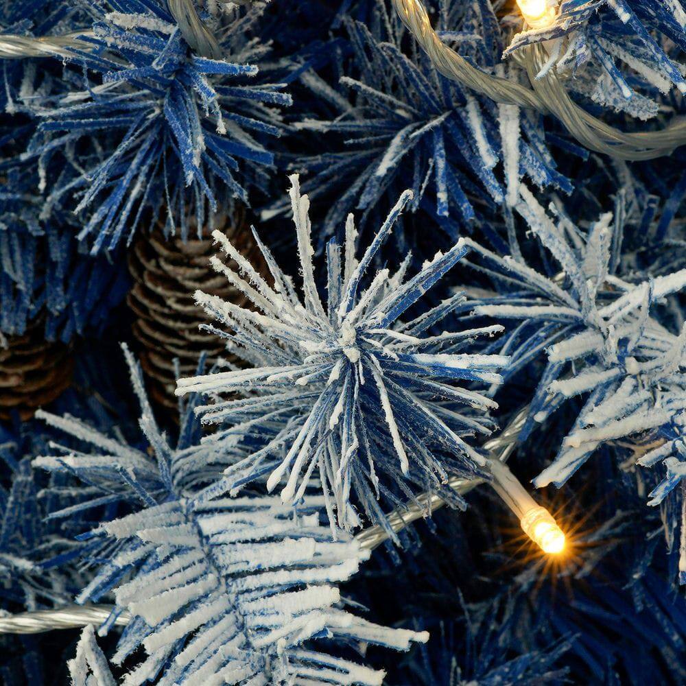 Alt View 10. Resenkos - 4-Piece Pre-Lit Christmas Set with LED Garland, Wreath, and Two Decorative Entryway Trees, Blue - Blue.