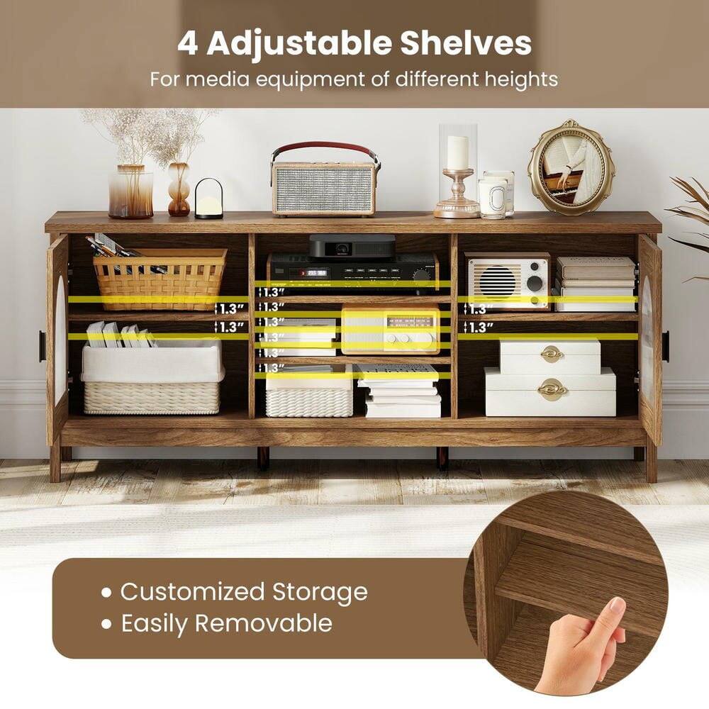 4 Adjustable Shelves  
For media equipment of different heights:  
1.3"  
1.3"  
11.3" H  
1.3"  
1.3"  
11.3"  
1.3"  
1.3"  
1.3"  
1.3"  

Customized Storage  
Easily Removable