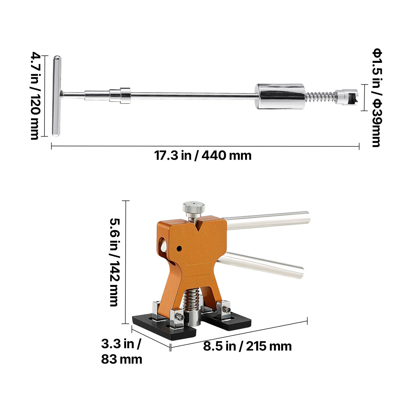 4.7 in / 120 mm  
17.3 in / 440 mm  
1.5 in / 39 mm  
5.6 in / 142 mm  
3.3 in / 83 mm  
8.5 in / 215 mm
