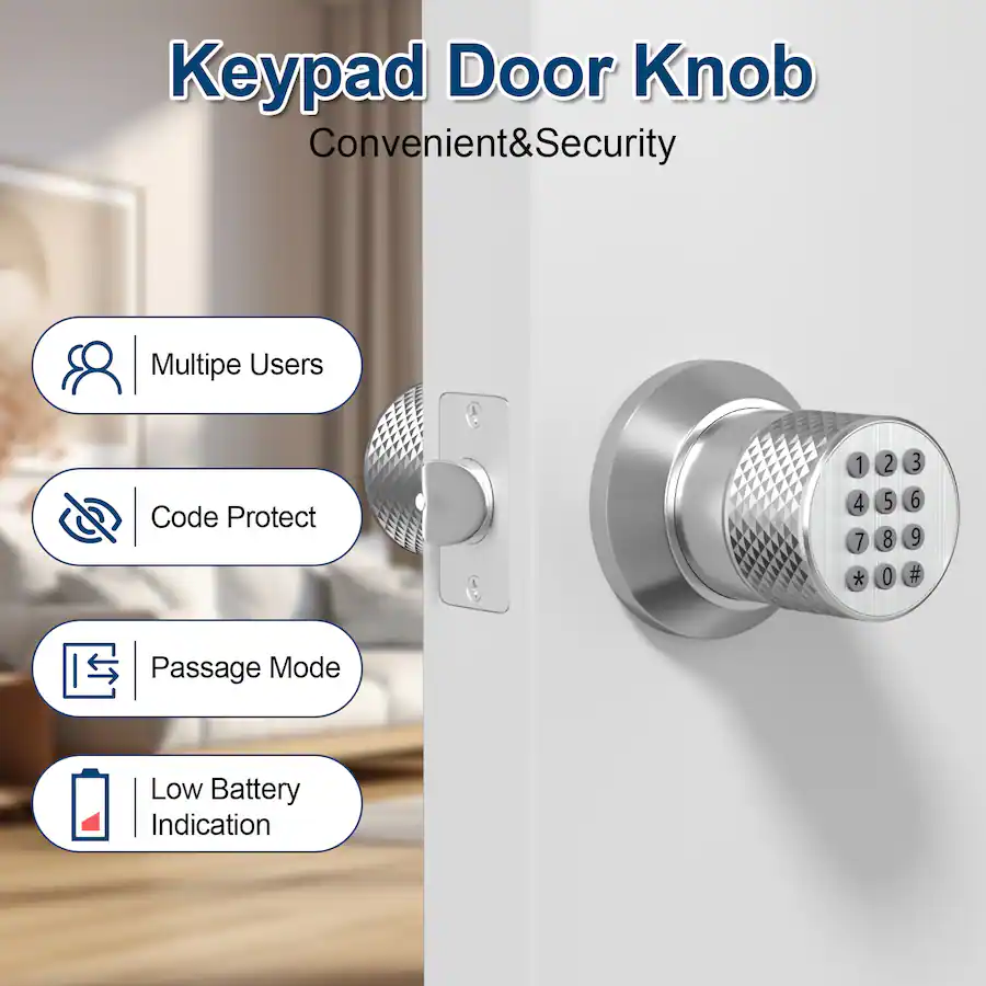 Fitnate Keyless Smart Lock Digital Door Lock with Keypad Silver HS0335S ...