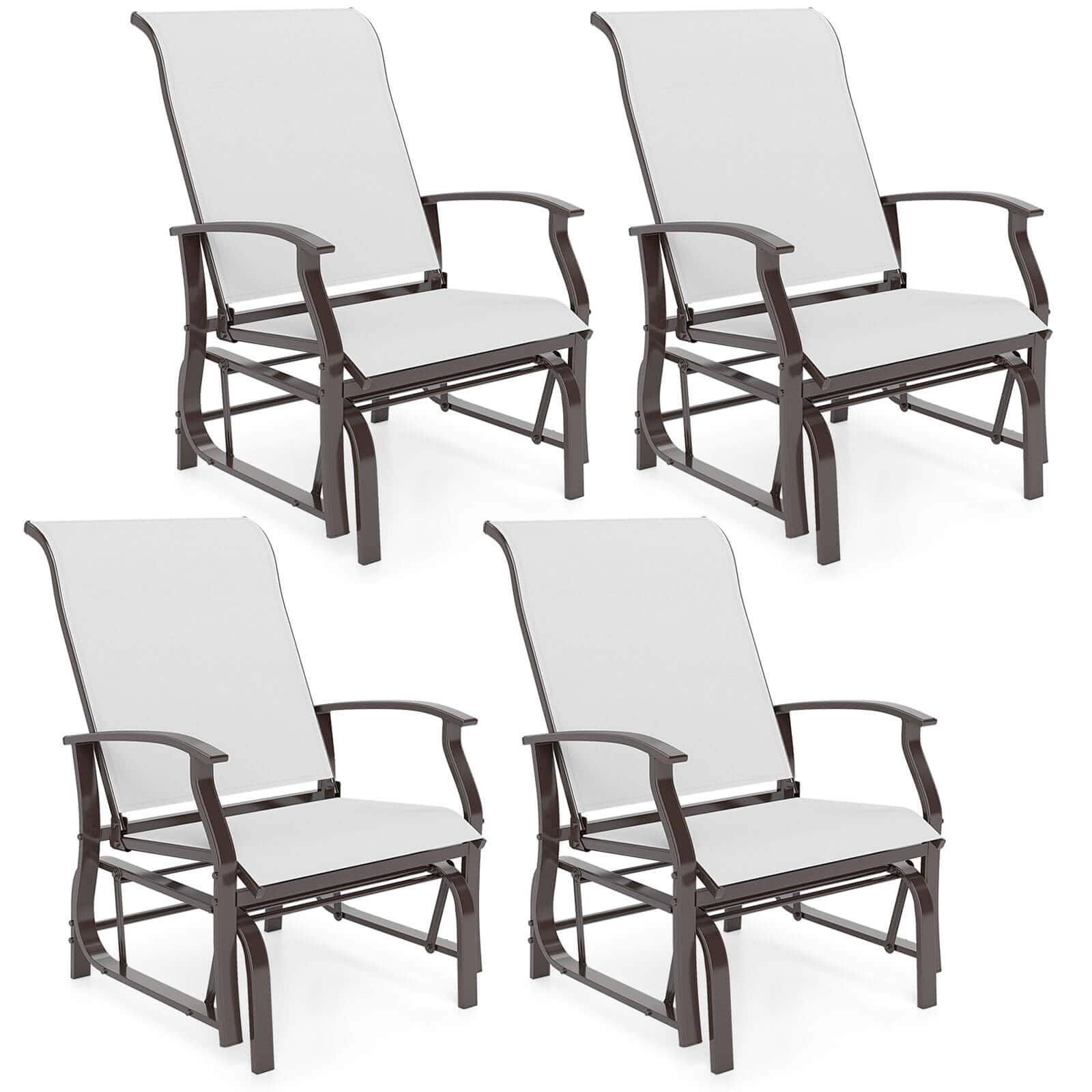Costway - Porch Gliders Set of 4 with Reclined High Back Breathable Mesh Fabric Metal Frame - Beige price history on PriceWatchPro