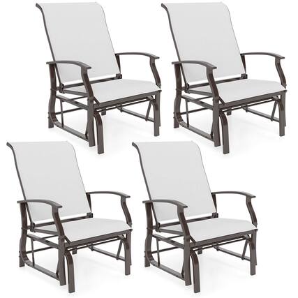 Front. Costway - Costway Porch Gliders Set of 4 with Reclined High Back Breathable Mesh Fabric Metal Frame Beige - Beige.