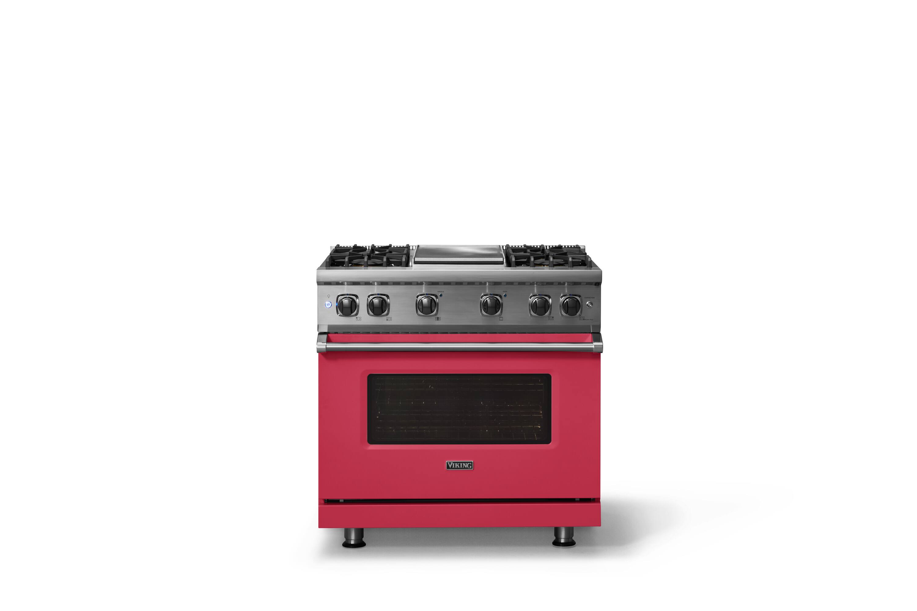 Alt View 1. Viking - 5.1 Cu. Ft. 36"W Freestanding LP Gas Sealed 4 Burner Range with Griddle - Valentine.