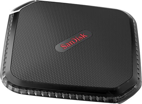 SanDisk - Extreme 480GB External USB 3.0 Portable SSD - Black - Angle